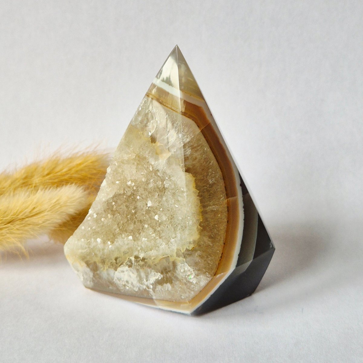Druzy Grijze Agaat Diamant Staande Edelsteen Kristal - #31 314g