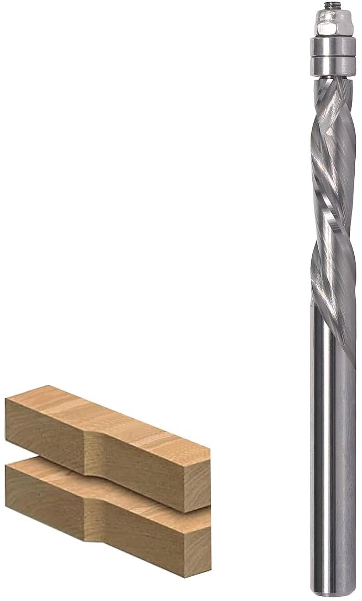 SnelShoppen - Spiral freeskop 6 mm shank, houtfrezen, 6 mm snijdiameter, 28.6 mm snijlengte, carbide, dubbele kogellagers, precisie router voor houtbe