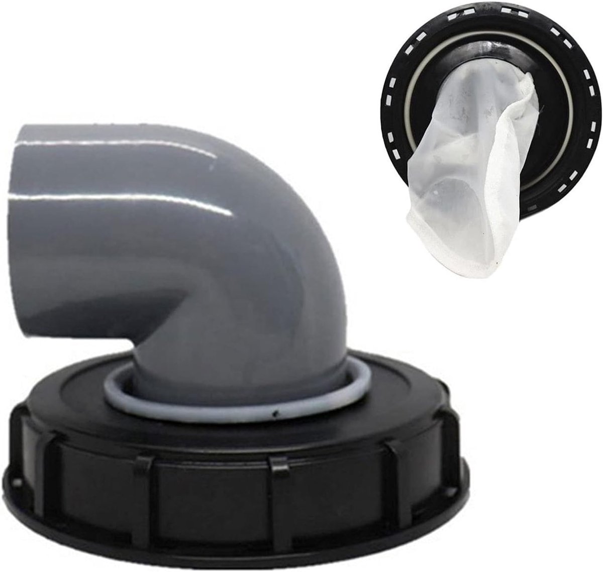 SnelShoppen - Black 90° IBC Lid Filter 163mm - Nylon Regenwaterfilter - Wasbaar IBC Regenwatertank Accessoire - Voor Barrels, Tuin en Buiten gebruik