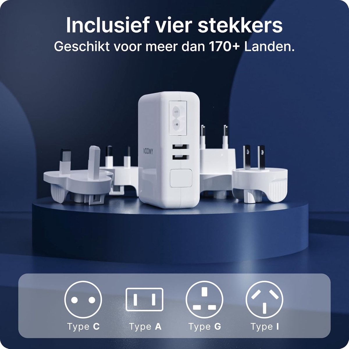 SnelShoppen - Voomy World Plug Reisadapter Engeland met 2 USB-C en 2 USB-A, Opvouwbaar, Brandvertragende Materialen, Compact en Lichtgewicht voor Vaka — cadeau in Gadgets - foto 7