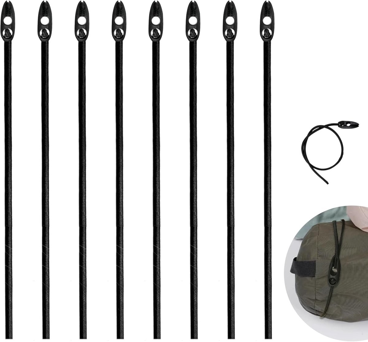 SnelShoppen - Pack van 8 Elastische Straps 50 cm - Duurzame Luchtvaart Tensioners met Robuuste Haak - Verstelbare Riemen voor Motorfietsen en Waarschu