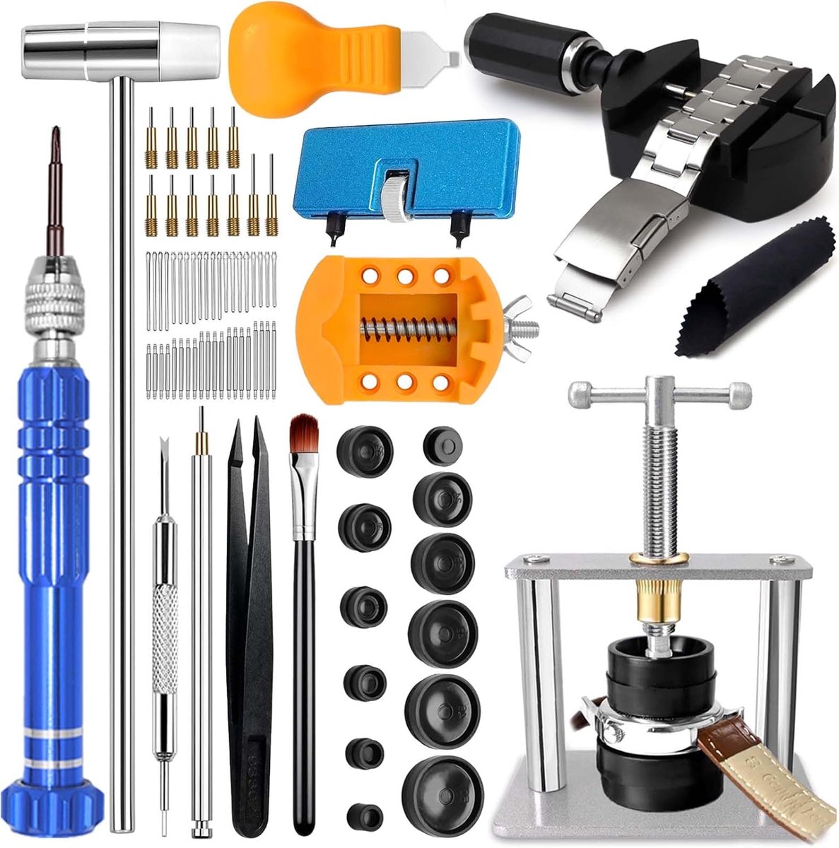 SnelShoppen - Watch Press Tool Set - Multifunctionele Horloge Reparatie Kit - Horloge Case Opener, Batterij Vervangen, Band Vervangen, Schroevendraaie
