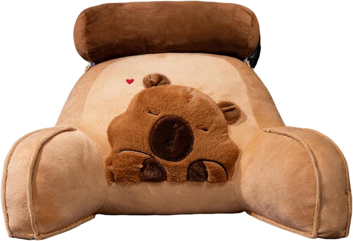 Leeskussen met Armsteunen - Leuningkussen Rugsteun - Comfortabel Lezen - Ergonomisch Ontwerp - 60 x 40 cm - Capibara Patroon