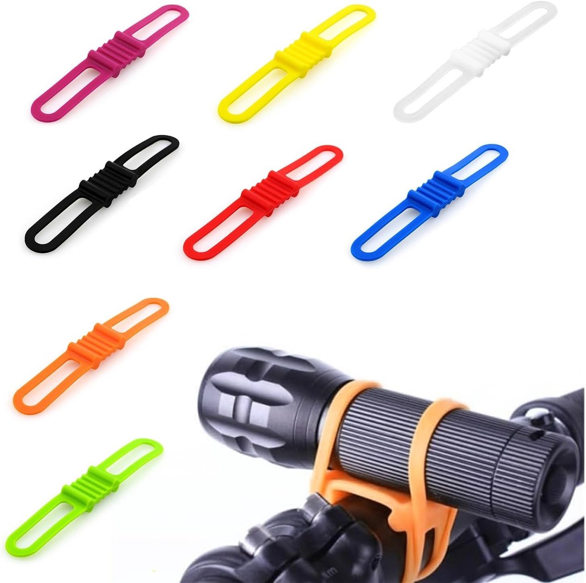 Fietsbanden Set - Bevestigingsbanden Stuur - Accessoires Bevestigen - Antislip Dubbele Groeven - 8 Stuks - 8 Kleuren