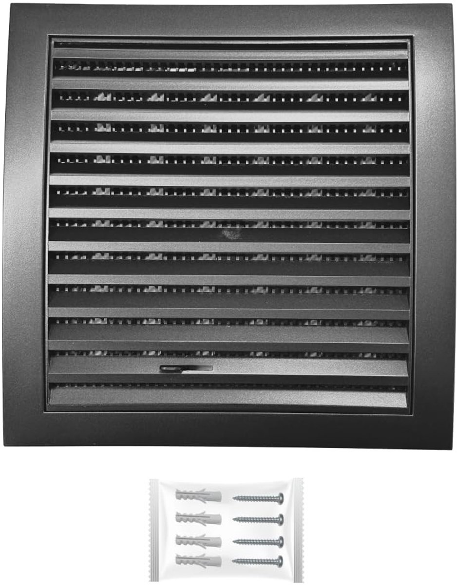 Omgoods - Ventilatierooster Vierkant - Zwart, 190 x 190 mm met Insectenbescherming