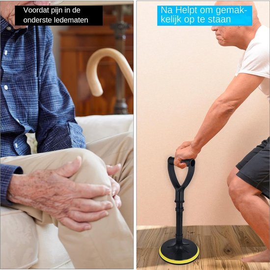 Sta Op Hulp - Zit Sta Hulpmiddel - Ondersteuning Bij Opstaan - Verstelbaar Antislip - 42-52 cm Hoogte - Zwart — afbeelding 3