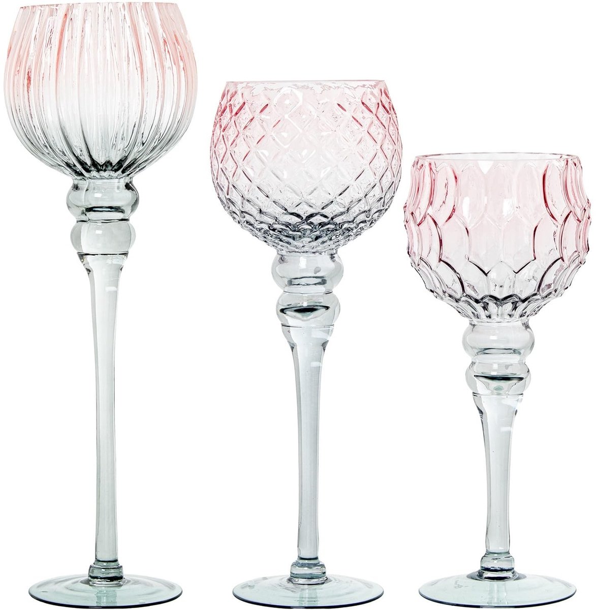 Omgoods - Set van 3 Decoratieve Glazen Potten in Rood en Zwart - 13 x 13 x 30 cm
