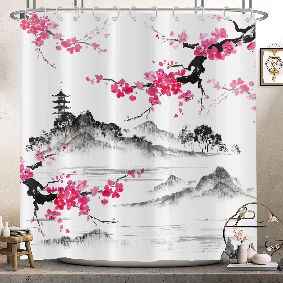 Omgoods - Japanse Kersenbloesem Douchegordijn 180x180cm