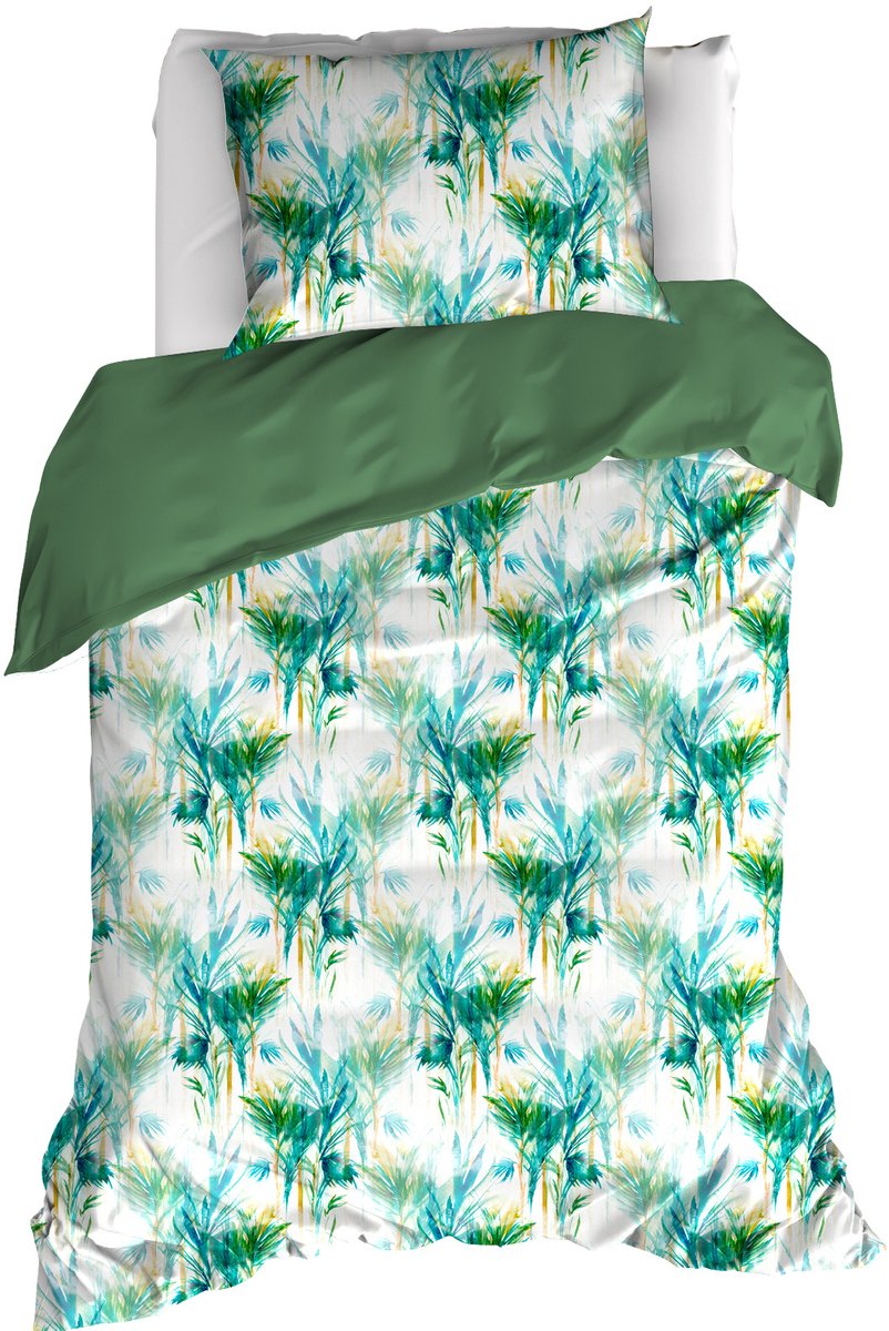 De Witte Lietaer Dekbedovertrek Bambus, Peacock - 140 x 200/220 - Katoen Percal Groen