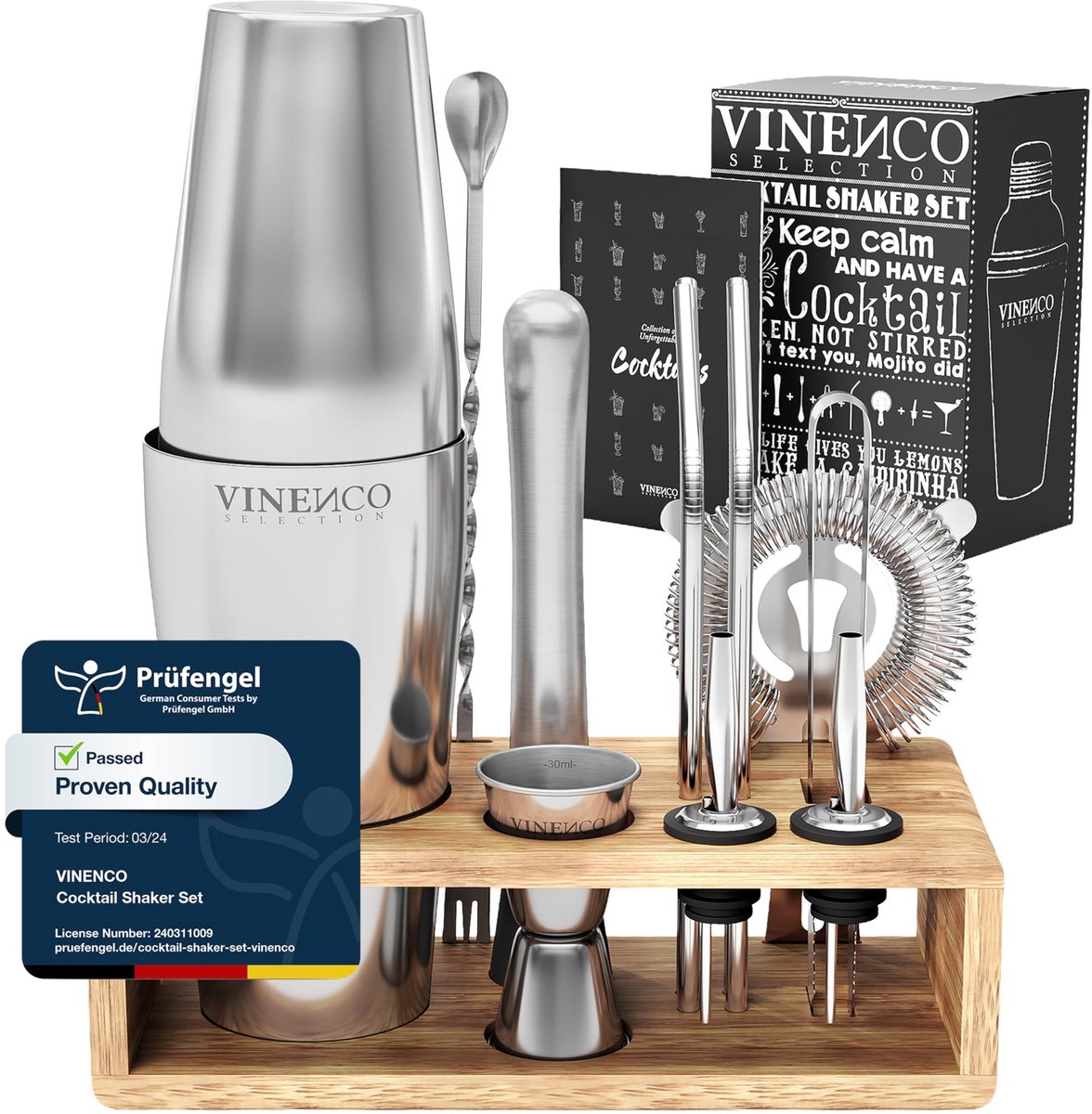Omgoods - Cocktail Shaker Set Boston - 13 Delig Barkeeper Kit met Receptenboek