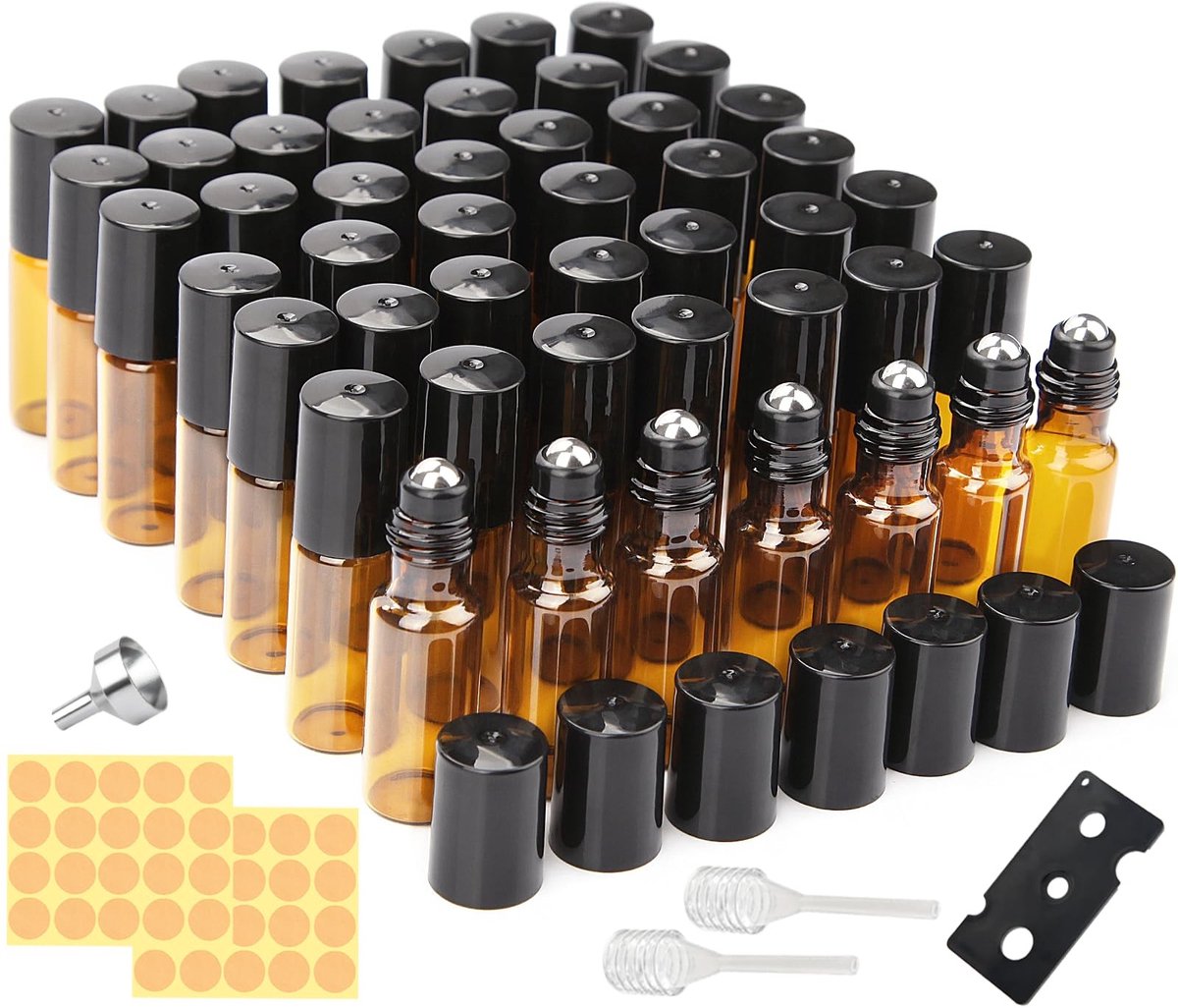Omgoods - 48 Stuks Roll-On Glazen Flesjes voor Essentiële Olie