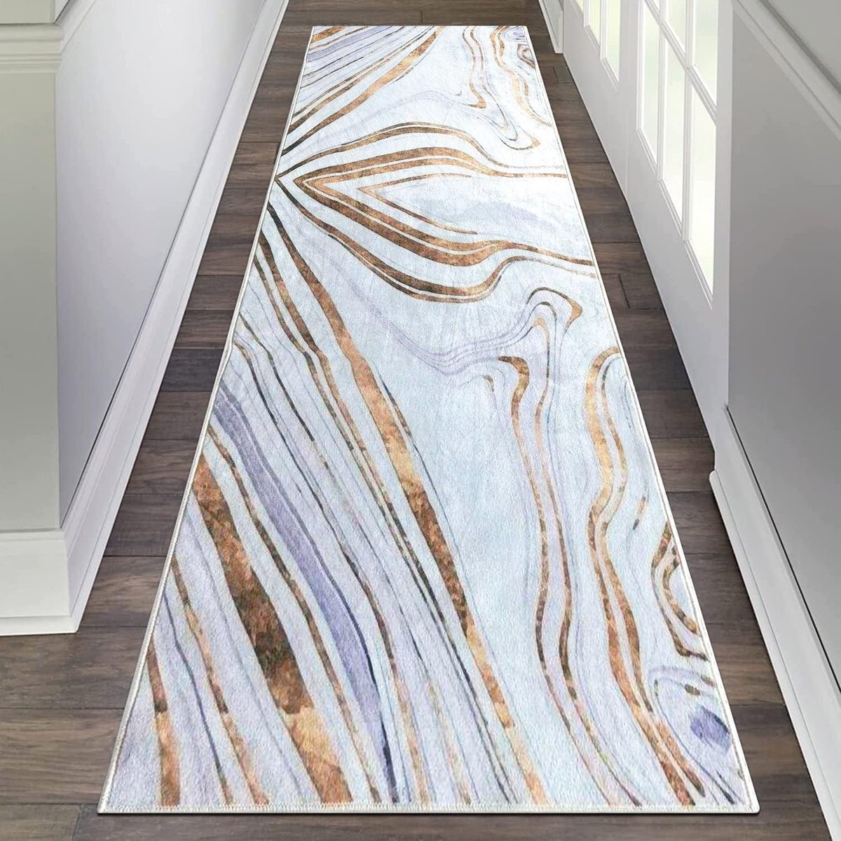 Omgoods - Non-Slip Runner Vloerkleed 65x180 cm - Marmer Goud Design
