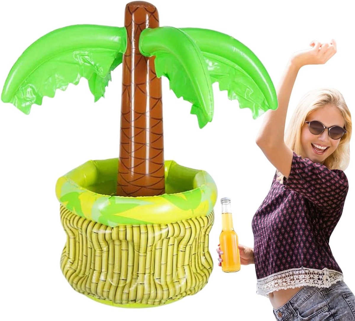 Opblaasbare Palmkoeler - Drankkoeler Strandfeest - Dranken Koel Houden - Robuuste PVC Structuur - 70 x 68 x 30 cm