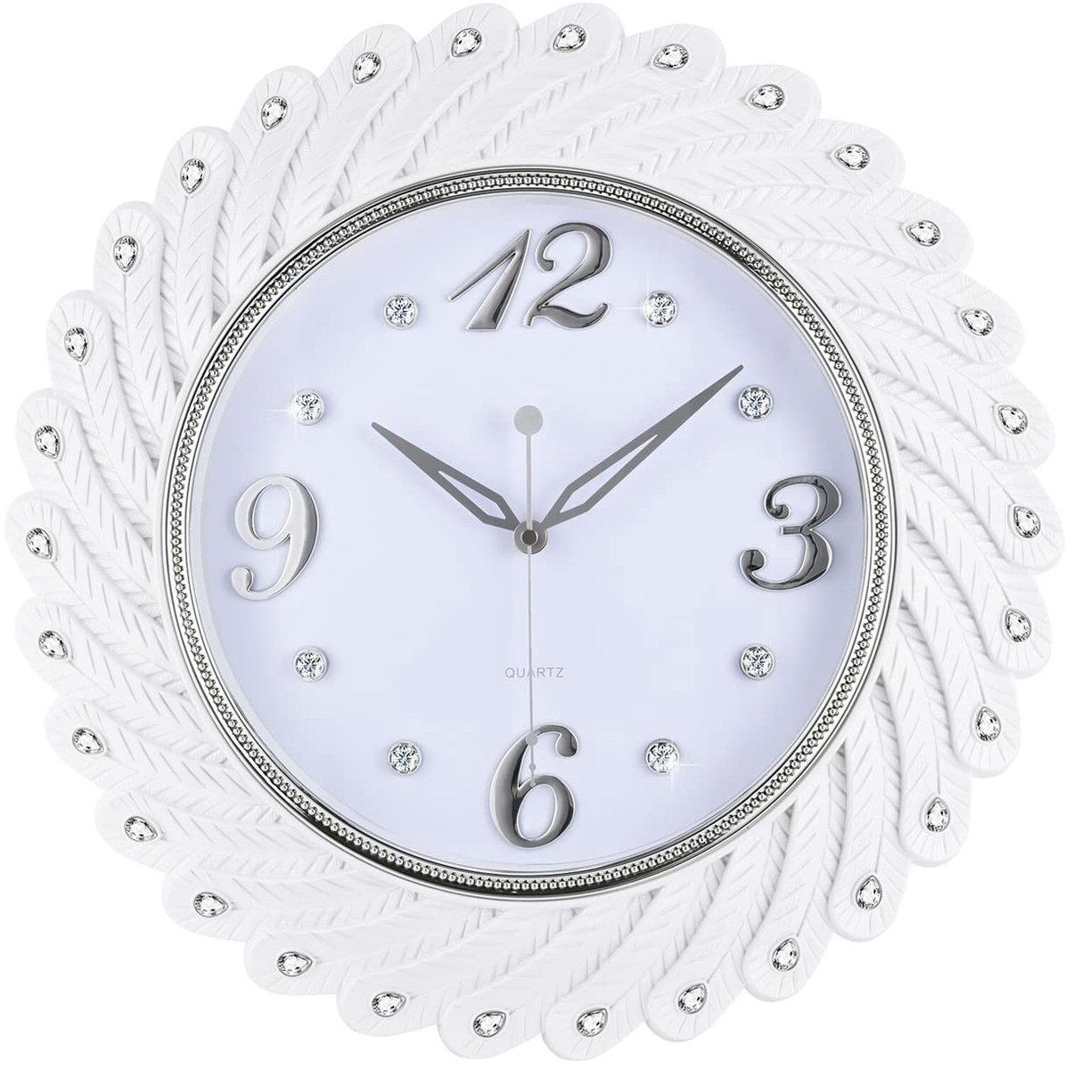 Omgoods - Ronde Wandklok - 17 Inch Stille Klok met Pauwveren Design