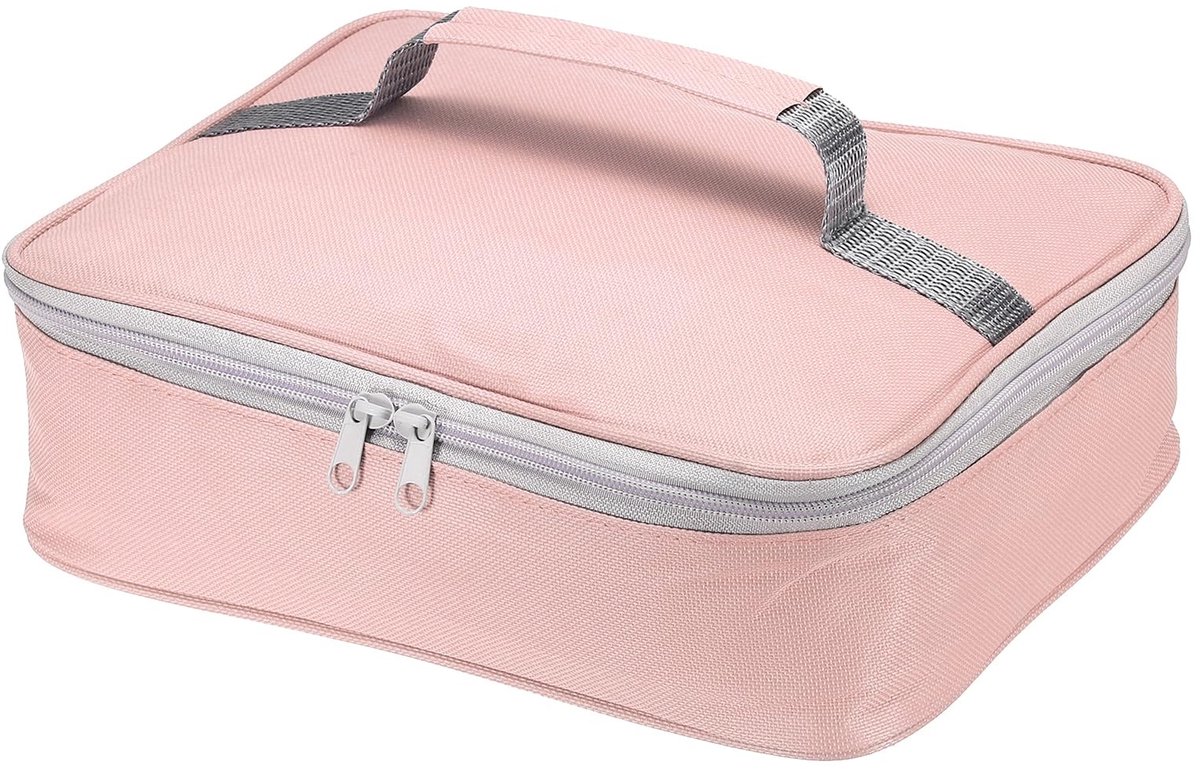 Omgoods - Geïsoleerde Lunchtas - Waterdichte Draagtas voor Kantoor en Picknick, Roze Grijs