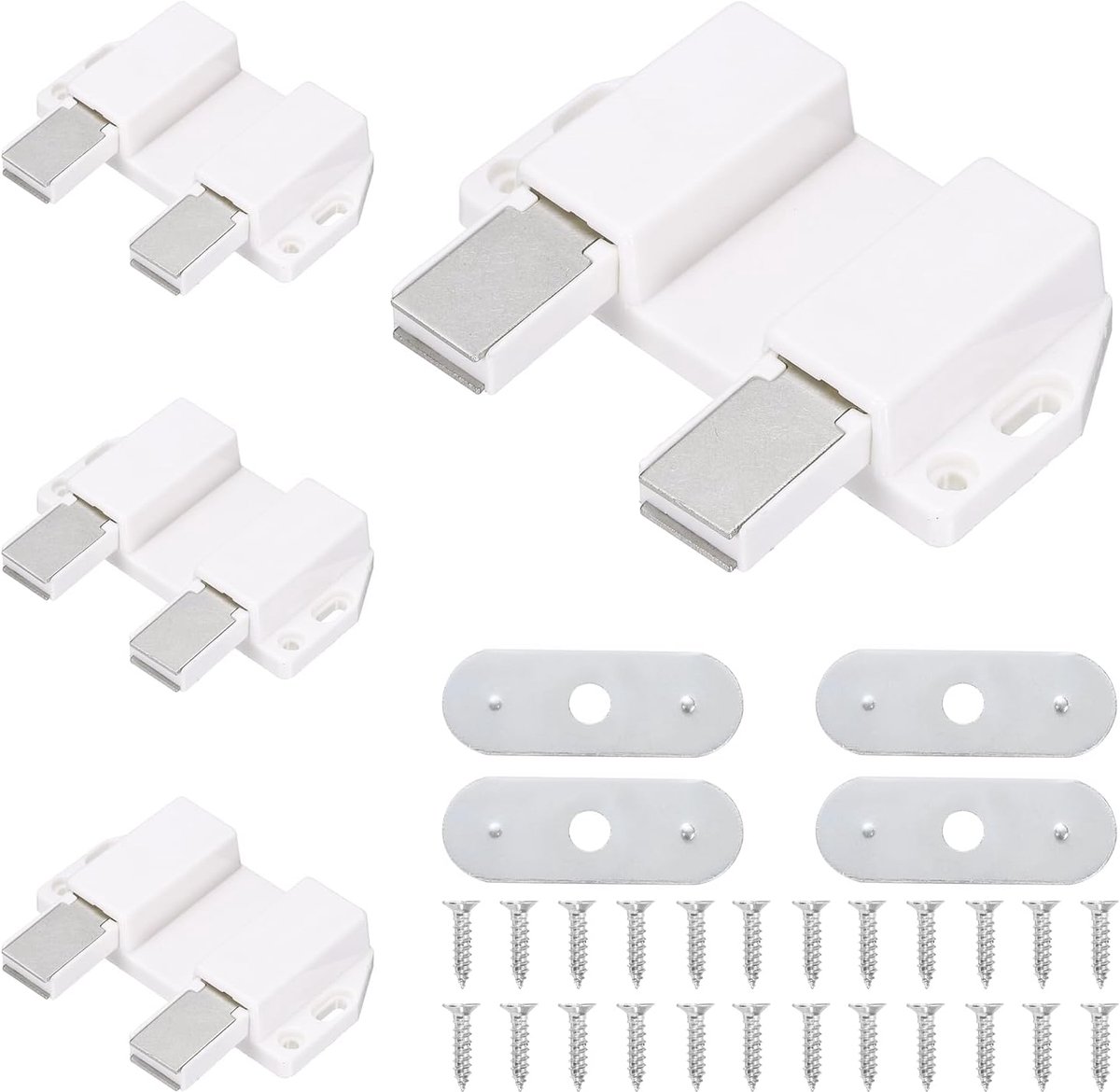 4 stuks magnetische drukdeuropeners, drukken om te openen, magneetdrukontgrendeling voor kasten, kastdeuren, wit