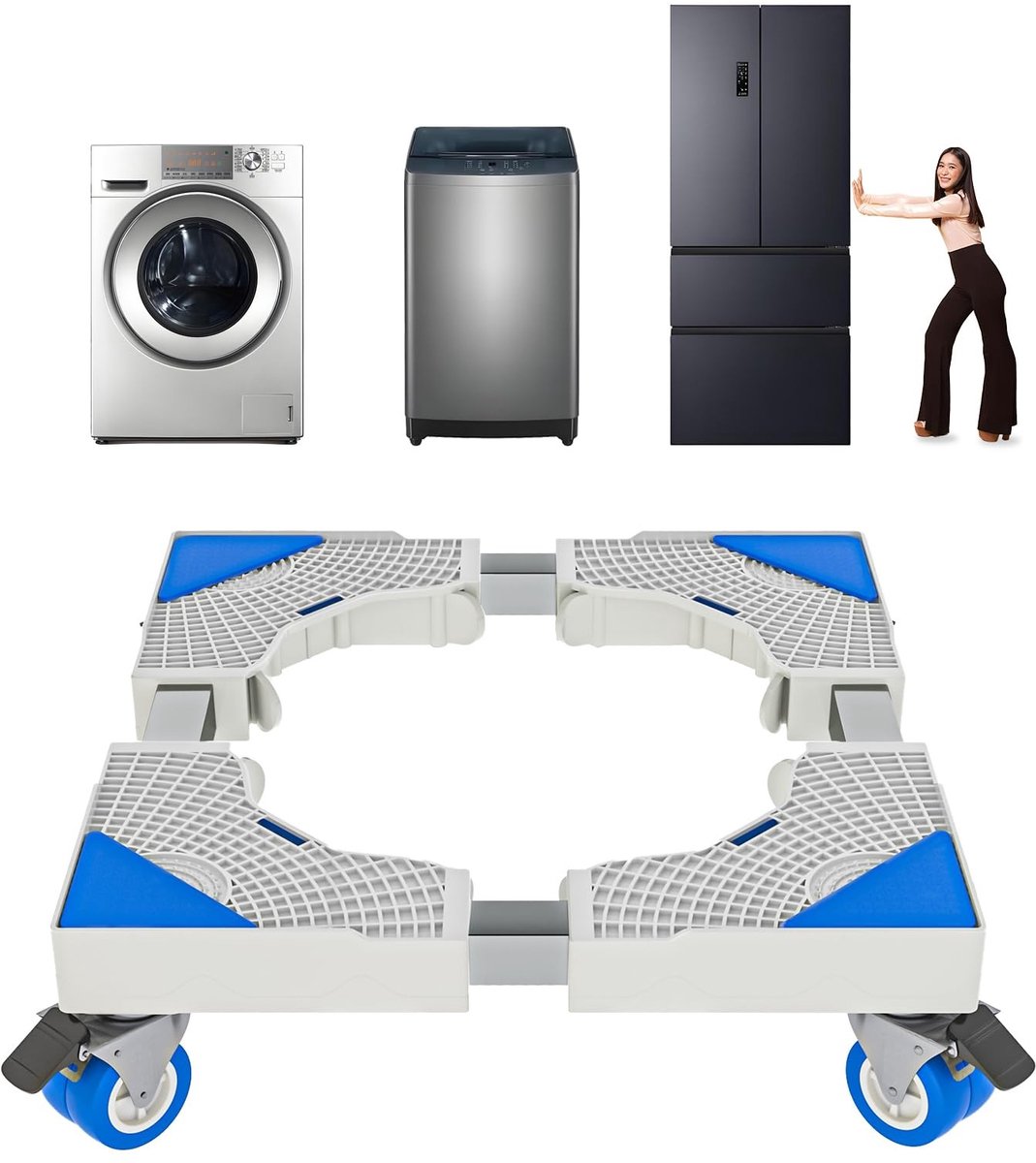 Omgoods - Verstelbare Basis voor Wasmachine en Droger - Geluidsreductie en Schokabsorptie