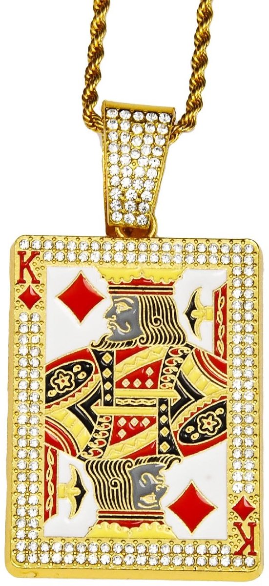 Omgoods - Emperor K Necklace met Emailed Amulet - Poker Kaarten Serie