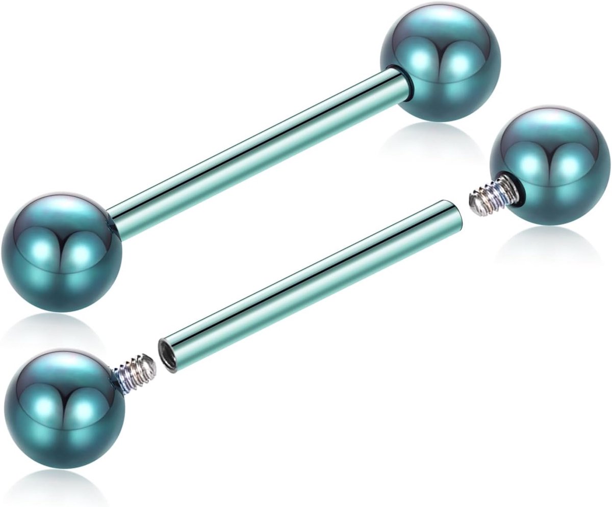 G23 Titanium tepelstaafjes, tepelpiercing, sieraden, tongstangen, intern geschroefd, tongstang, piercing, tongpiercing, brugpiercing, sieraden