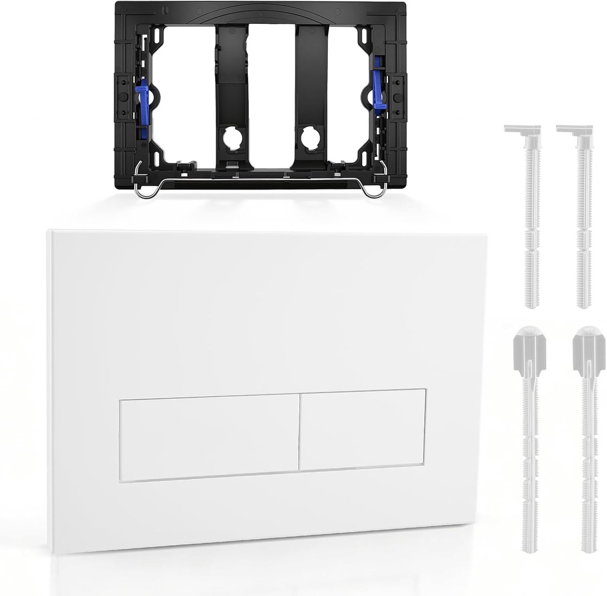 Toiletduwplaat compatibel met Sig-ma 01 20 30 50 UP300 UP320, inclusief spoelhendelset & montageframe, vervangingsplaat voor Ge-berit spoelvoorwandelement, wit, hoogwaardig ABS-materiaal