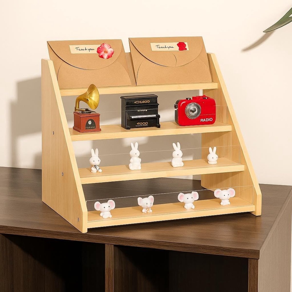 Omgoods - Houten Wenskaarten Presentatiestandaard - 4 Verdiepingen