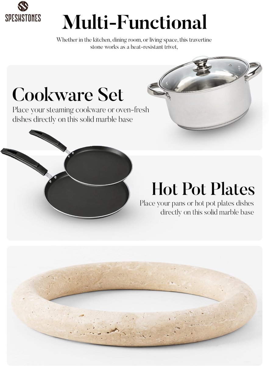 Omgoods - Set van 2 Travertine Trivets - Handgemaakte Marmeren Onderzetters