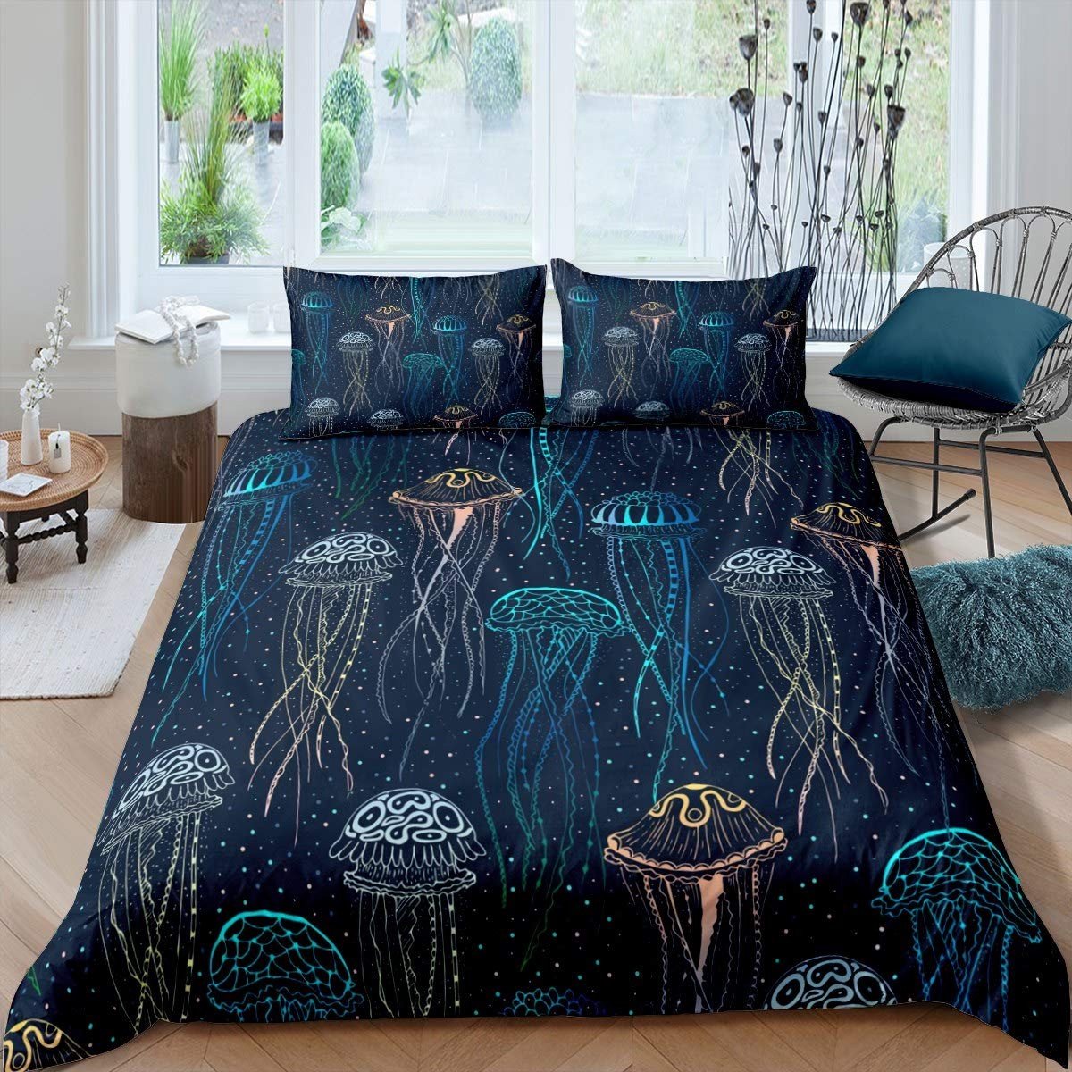 Omgoods - Schattige Jellyfish Beddegoed Set voor Kinderen - Inclusief Dekbedovertrek en Kussensloop
