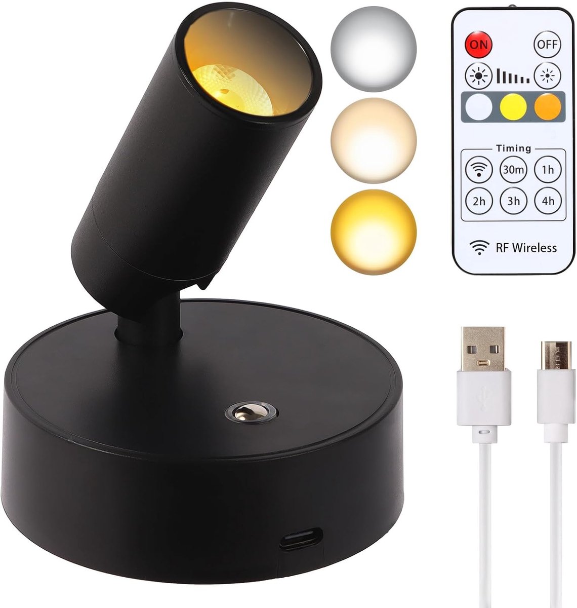 Spots Met Afstandsbediening - 3 Kleurtemperaturen, Dimbare Puck-Verlichting, Draadloze Fotoverlichting Met Timerfunctie Voor Kunst, Planten, Portretten