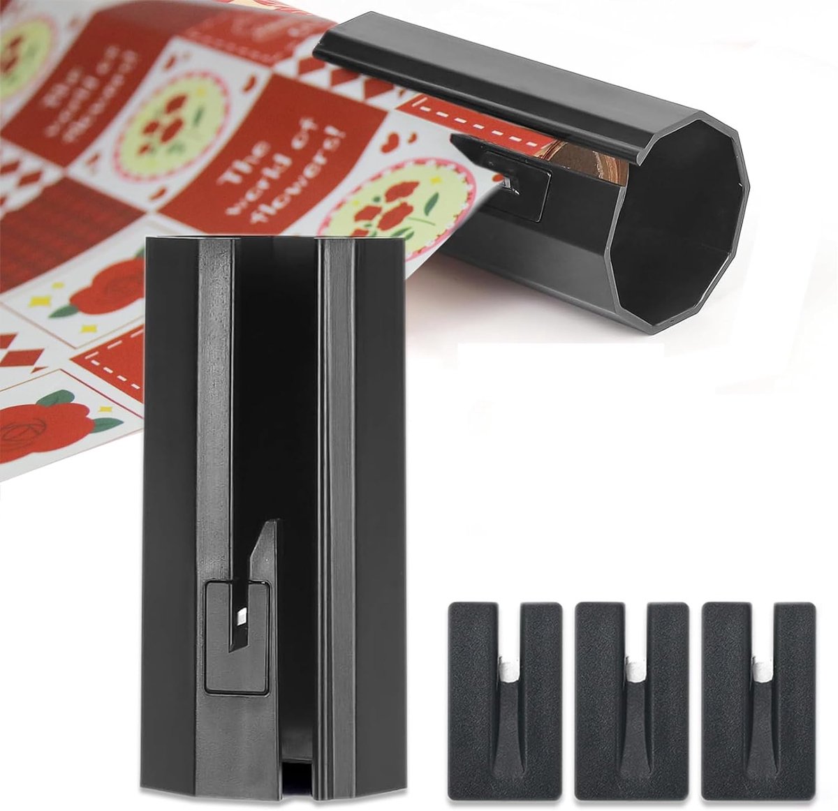 Cadeaupapiersnijder voor rollen, cadeaupapiersnijder, wikkelsnijder voor rollen, cadeaupapiersnijder voor Kerstmis, Valentijnsdag, verjaardag, feestdagen, knutselcadeaupapier