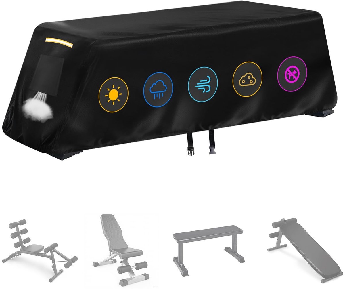 Omgoods- Gewichtsbankhoes Heavy Duty - Waterdicht - UV-bestendig - 420D Oxford Stof - Bescherming Fitnessapparatuur - Dubbel Gestikte Naden - Fitnessbankhoes