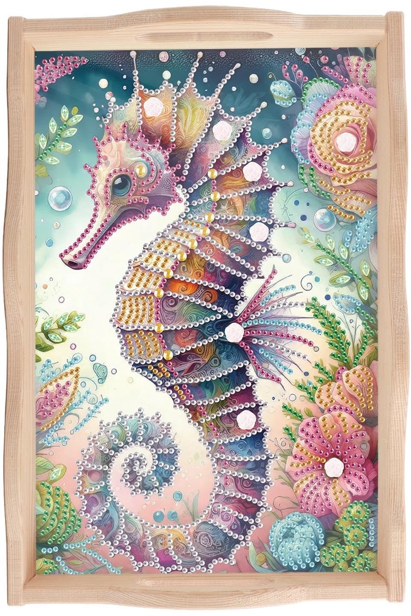 Omgoods - Diamant Schilder Tray Zeepaard 20 x 30 cm - Embroidery Dienblad
