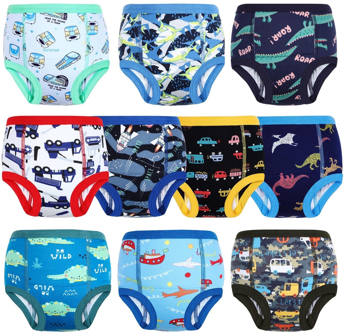 Omgoods - Training Pants - 10 Stuks Katoenen Potty Training Ondergoed voor Kinderen - Blauw, 2 Jaar