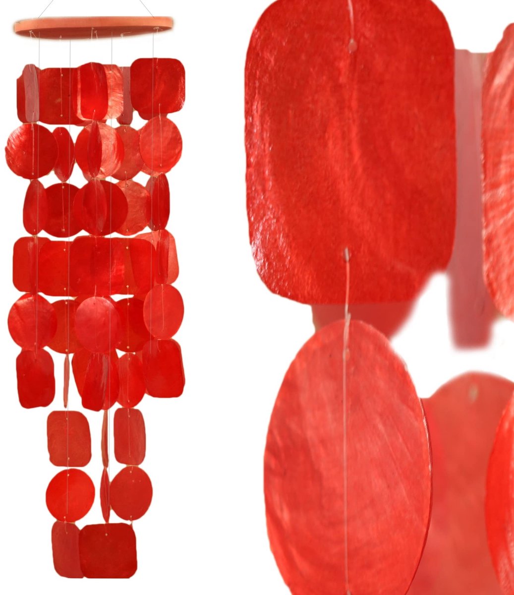 Omgoods - Capiz Schelp Sieraden Gordijn Rood voor Raamdecoratie 70 cm