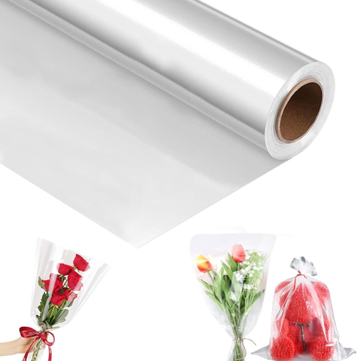 70 Stuks Transparant Inpakpapier, Doorzichtige Cellofaan Rol, Transparant Papier Bloemenfolie Cadeaufolie, voor Bloemenverpakkingen, Geschenkverpakkingen, Ambachtelijke Decoraties