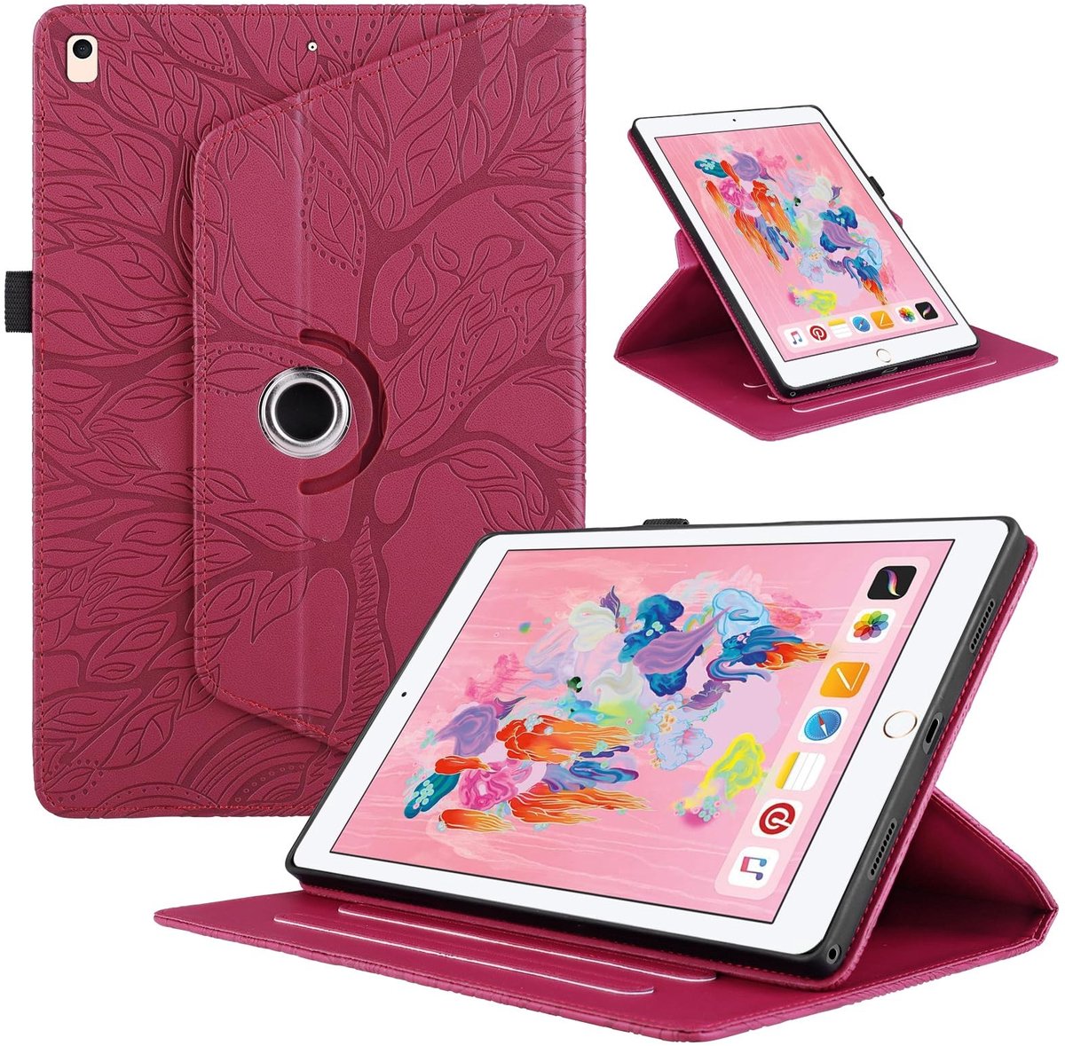 Omgoods - Case voor iPad 9.7 Inch (6e/5e Generatie) en iPad Air 2 - Rotating Light Protective Hoes met Standfunctie