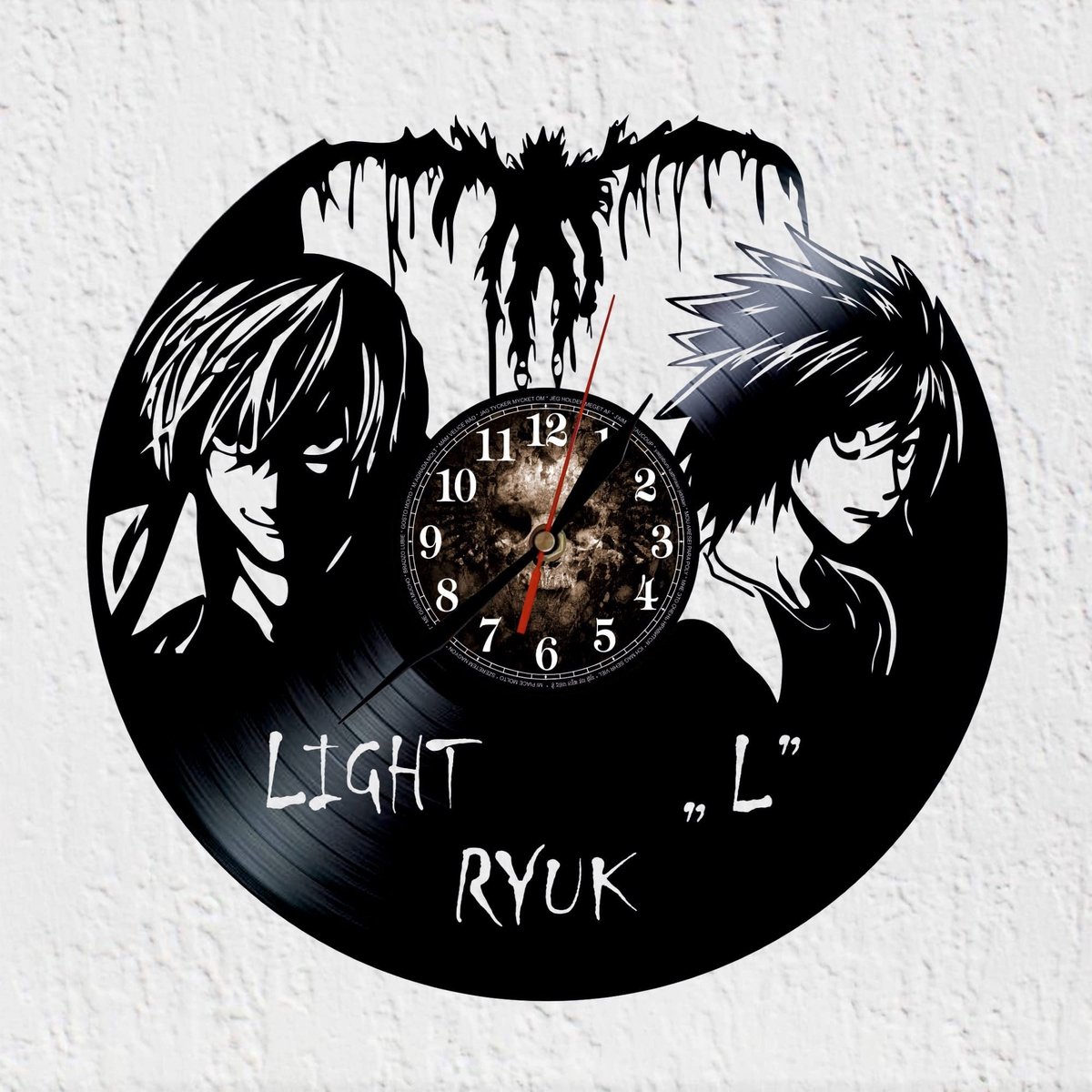 Omgoods - Wandklok met Vinyl Disc, Silhouette Ryuk Anime Decoratie