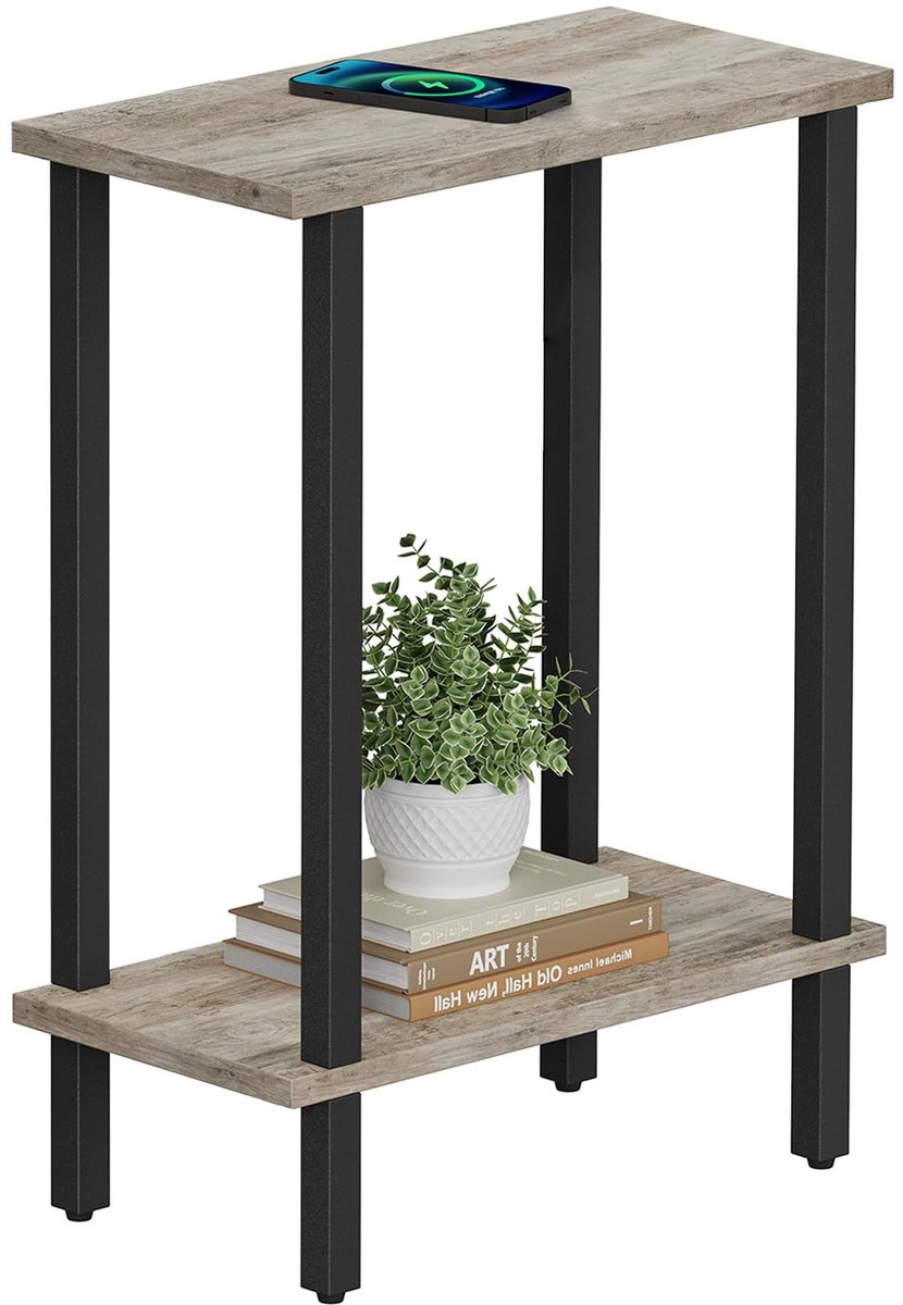 Omgoods - Smalle Side Table, Greige Nachtkastje, Compacte Sofa Tafel
