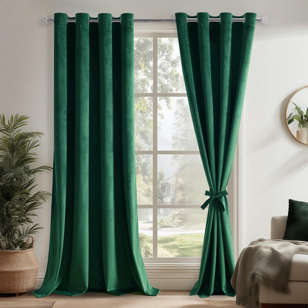 Omgoods - Set van 2 Groene Velours Gordijnen - 280 x 140 cm