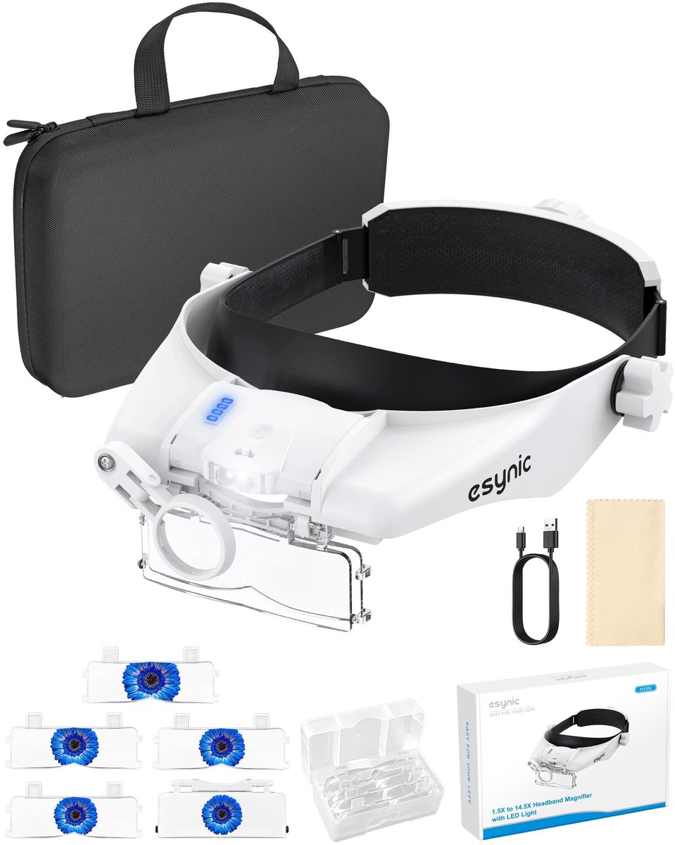 Omgoods - Handsfree Hoofdmagnifier met 5 Lenses en LED Licht - Oplaadbaar