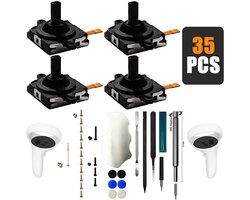 iParto 4 stuks joystick vervanging voor Oculus Quest 2 Controller Thumb Stick Vervanging voor Meta Quest 2 Links/Rechts Joystick Analoog met schroeven, Thumbstick Caps, Gereedschap