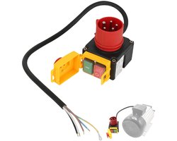 noodstopschakelaar, 400 V, 3 fasen, met herstartbeveiliging en 80 cm kabel, veiligheidsschakelaar, nulspanningsschakelaar, noodstopschakelaar, noodstopschakelaar, identiek aan KEDU