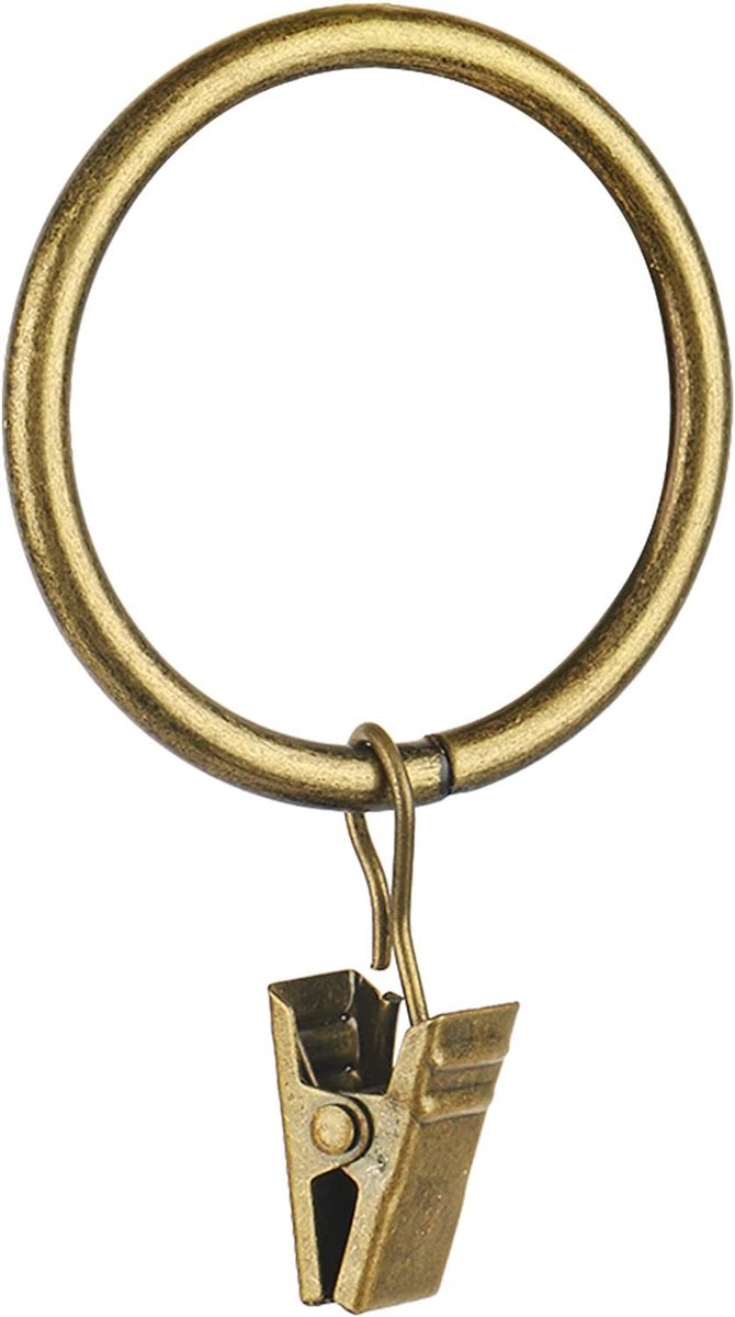 Omgoods - 40 Stuks Gordijnringen met Clips - Antiek Messing Gordijnringen voor Decoratieve Gordijnen