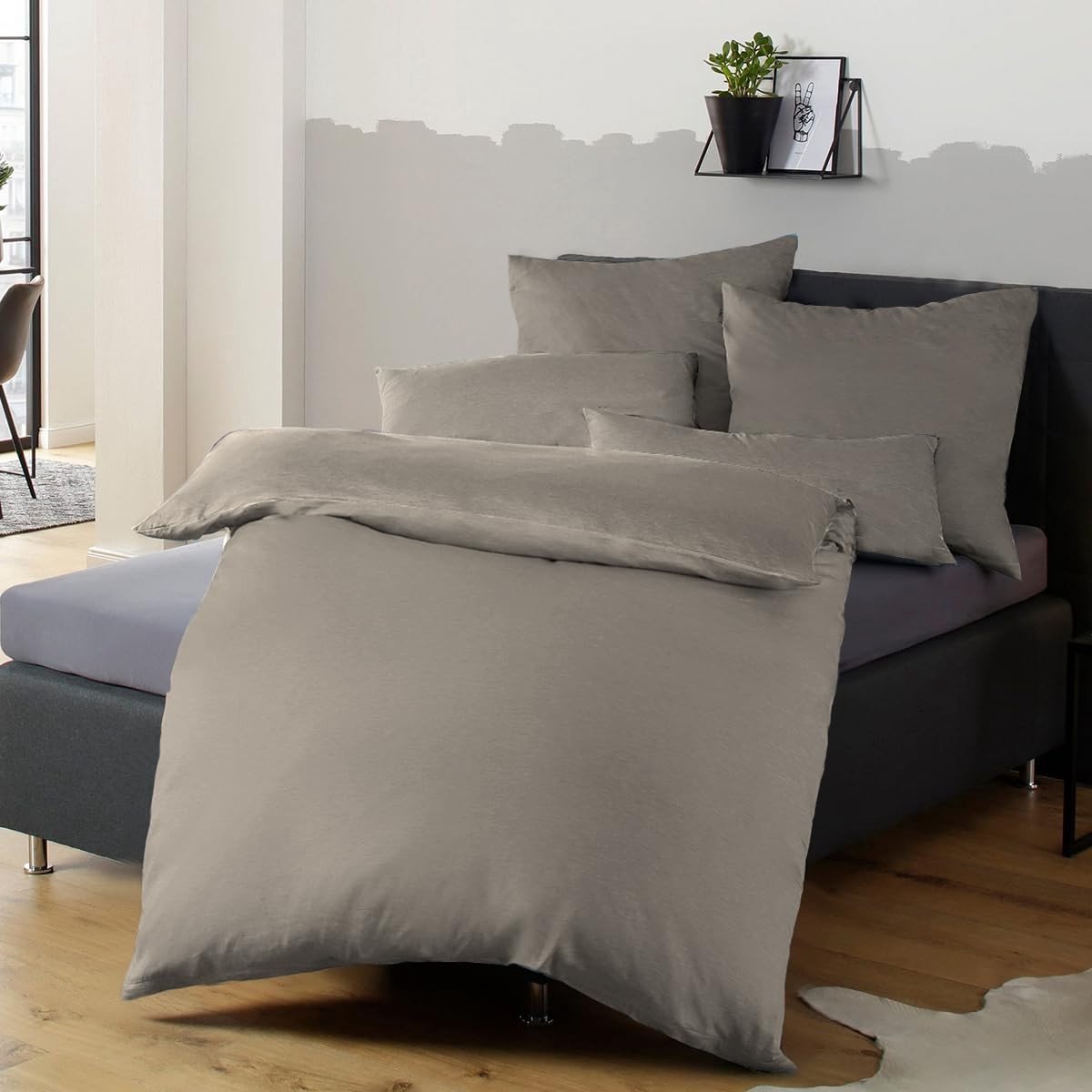 Omgoods - Taupe Microfiber Bedlinnen Set met Duvet Cover en Kussensloop