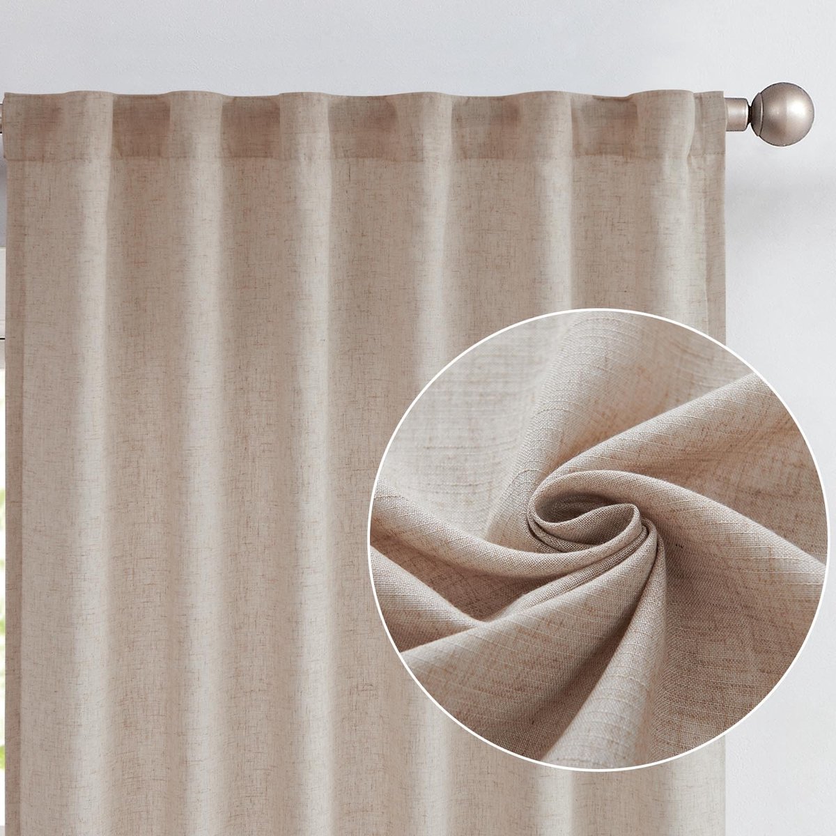 Omgoods - Vangao Linnen Gordijnen met Voering - Lichtdoorlatend 140 x 145 cm