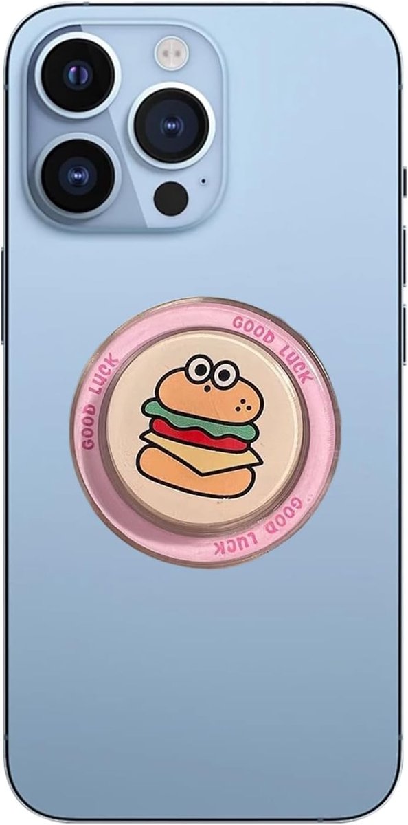 1 stuk magnetische handgreep, inklapbare standaard en handgreep, voor smartphone/Kindle/tablet, mobiele telefoon vingerhouder - emoji-burger