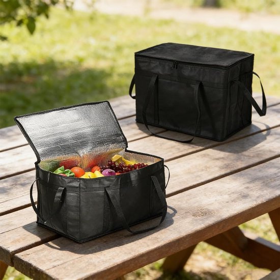 Isolatiezak - Koeltas Picknicktas - Eten Koel Houden - Niet-geweven Isolatie - 30 Liter - Zwart — afbeelding 4