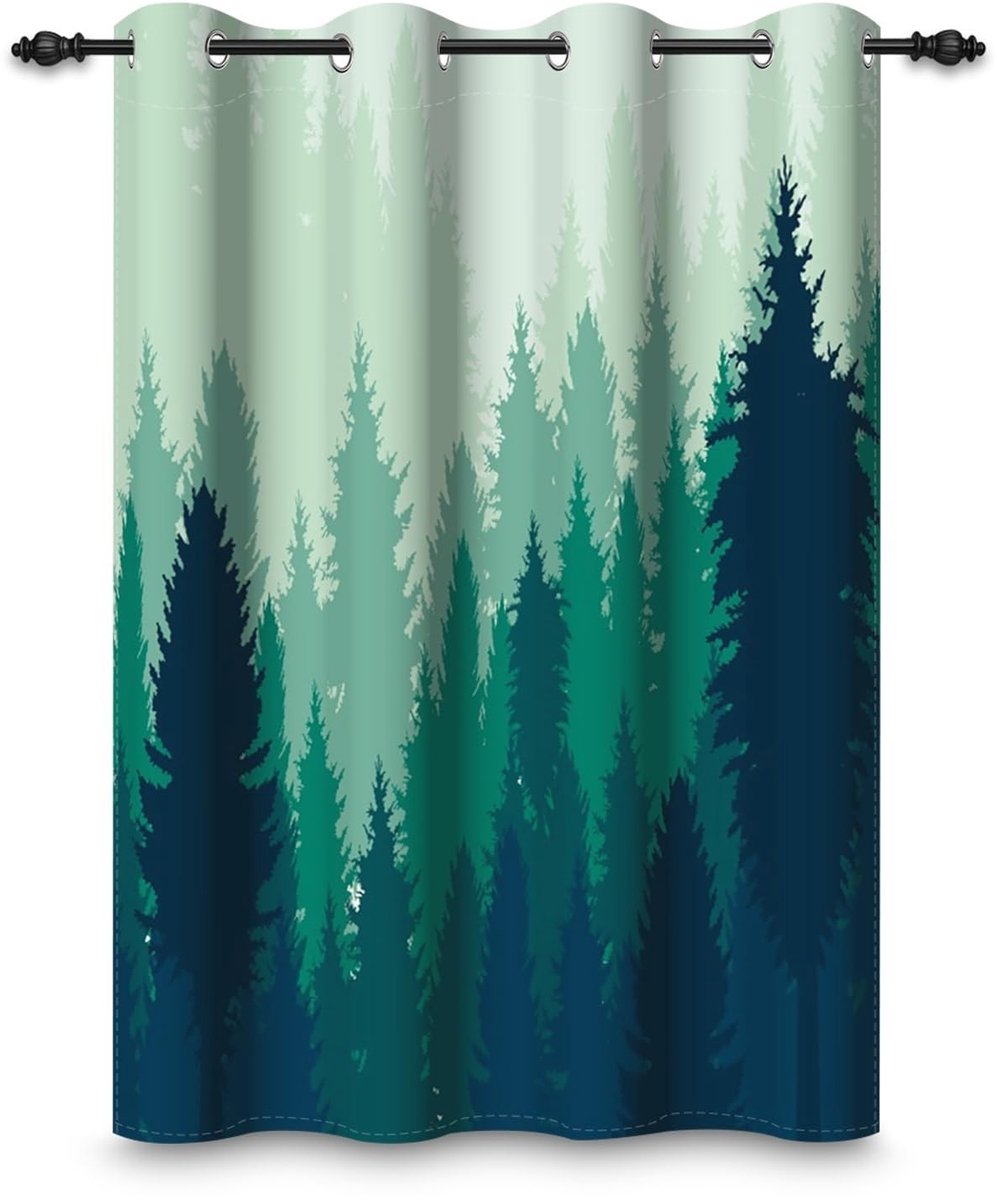 Omgoods - Mistig Bos Oogje Gordijn 107 x 160 cm - Groen Natuur Design