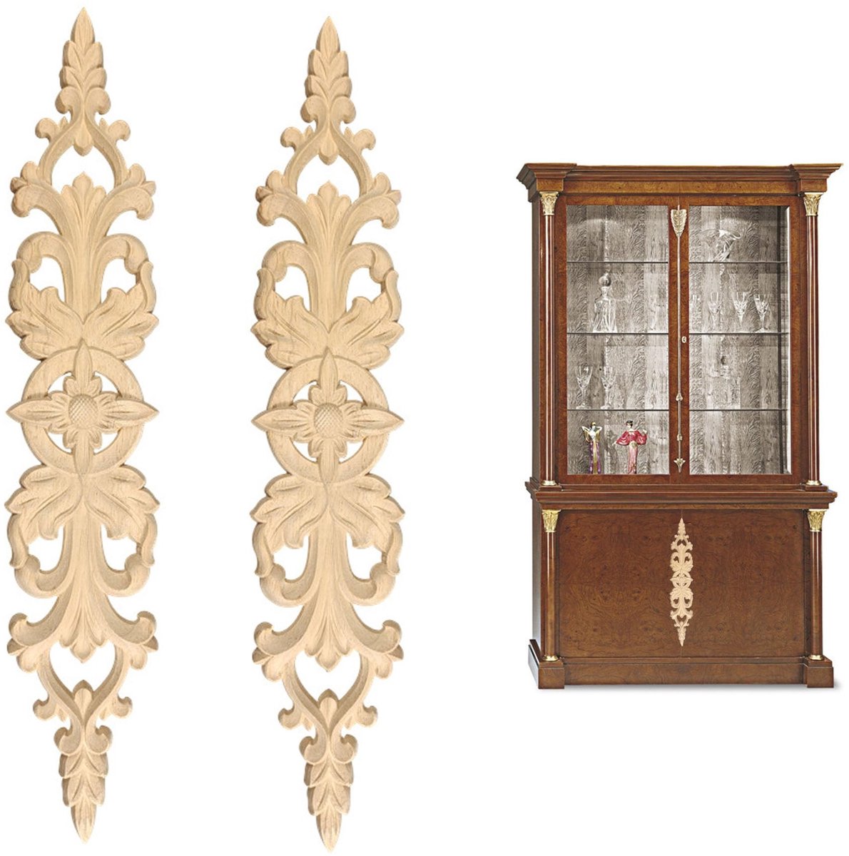 Omgoods- Sierlijst Hout - Decoratieve Wanddecoratie - Bevestiging Muren/Deuren - Houten Versieringen - Geschikt voor Meubels - Eenvoudig te Verven