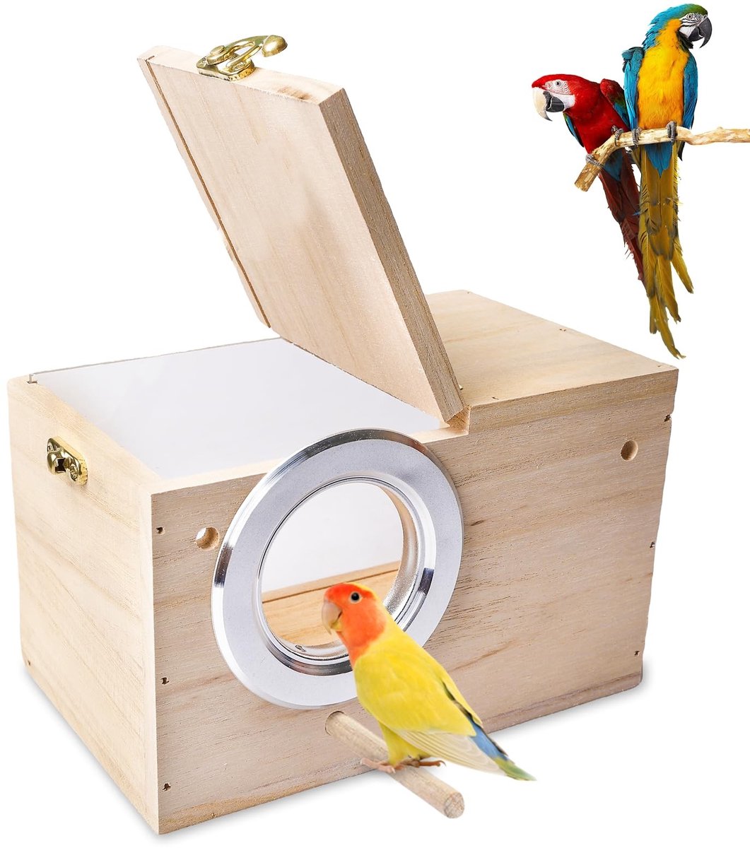 Omgoods - Transparante Nestkast voor Parkieten - Houten Broedbox voor Vogels