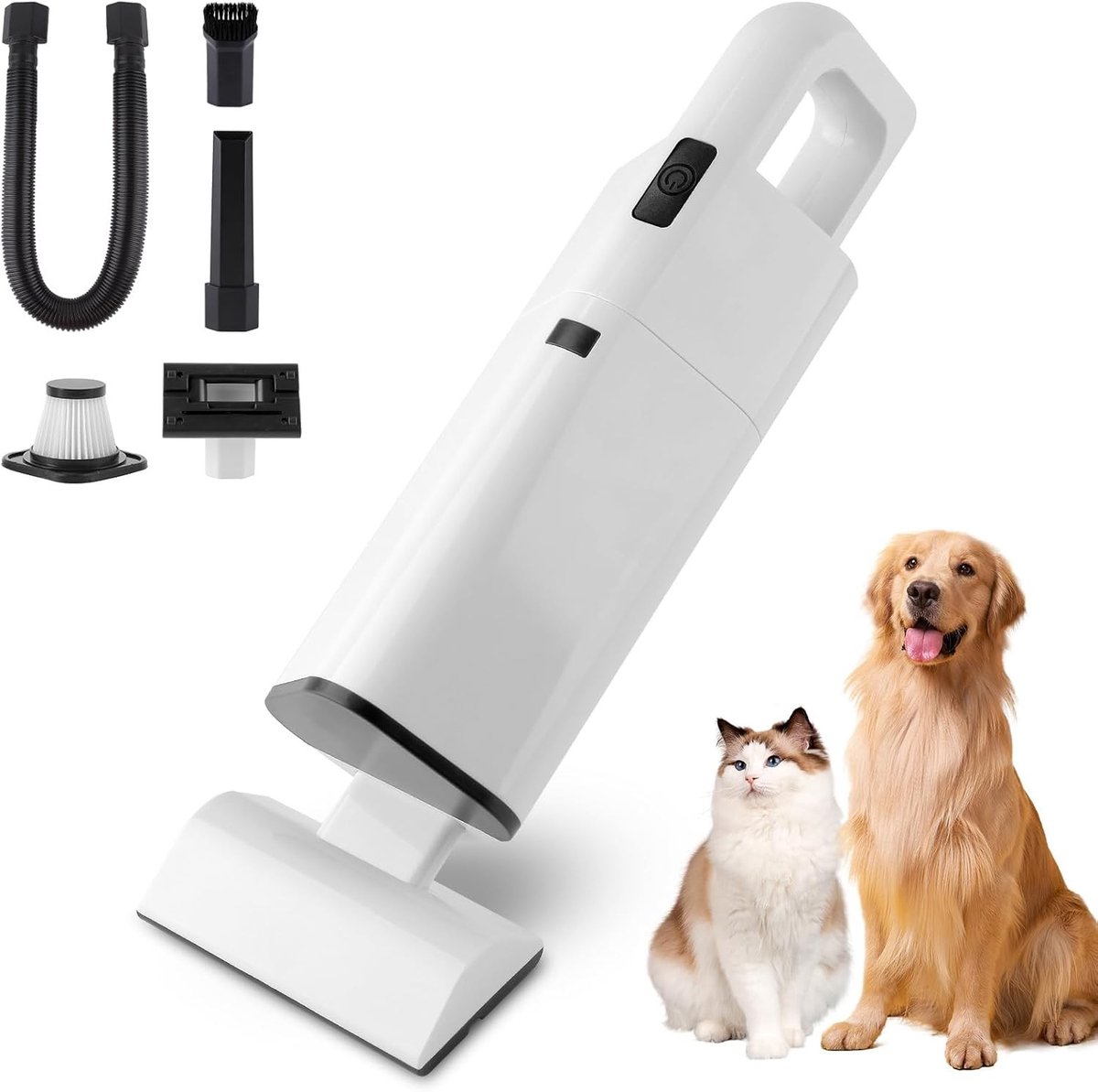 Accu-handstofzuiger - Draadloze Stofzuiger - Hoge Zuigkracht van 20.000 Pa - Wasbaar HEPA-filter - Voor Dierenhaar en Kantoor
